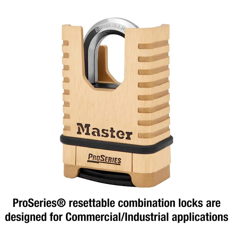 Master Lock ProSeries Brass Padlock, Set Your Own Combination Lock, Commercial Grade Locks with Code for Tools, Fences, Gates, 2-1/4 inches Wide, 1177D - Image 2